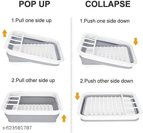 Collapsible Silicone Dish Drying Rack – Foldable Portable Drainer & Dinnerware Organizer | ABS Plastic + Silicone (PP+TPE), Dishwasher Safe Kitchen Storage for Travel & Countertop - Akry Store 
