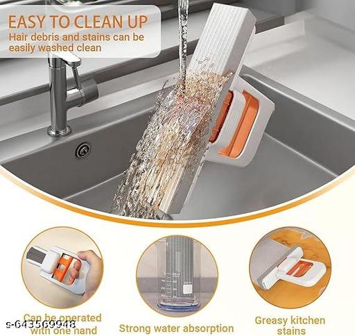 Mini Foldable Self-Squeeze Sponge Mop, Portable Cleaner for Kitchen, Bathroom & Glass - Akry Store 