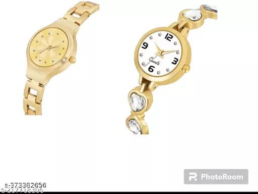 Revivo Fancy Designer Metal Belt Watches combo with Cosmic Diamond Watch for Women  - REVIVO