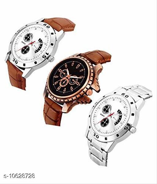 Revivo 3x Combo Classic Men Brown Leather Analog Watch - REVIVO