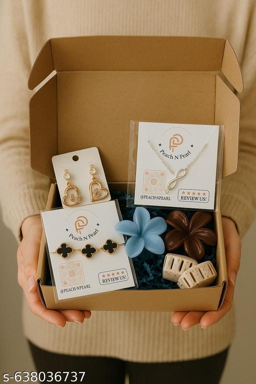 Revivo Beautiful Gift Hamper for Girls and Women Combo of 7 - One Pendant , 4 Clutch, 1 Earring , 1 Bracelet  - REVIVO