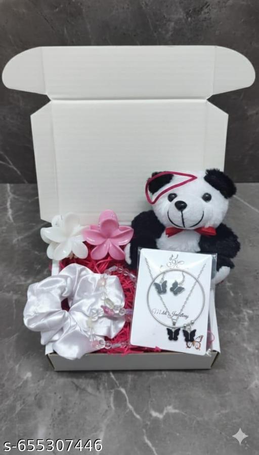 Revivo Luxury Teddy Bear Gift Box with Butterfly Necklace, Floral Accents & Premium Keepsake Packaging – Perfect for Birthday, Anniversary - REVIVO