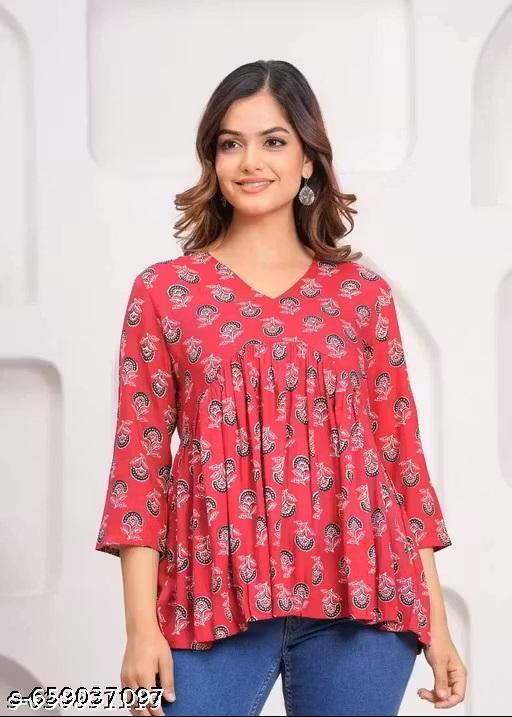 women pink short aliya kurti - Zeyoria