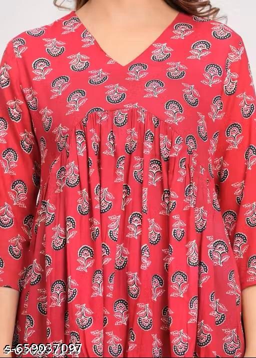 women pink short aliya kurti - Zeyoria