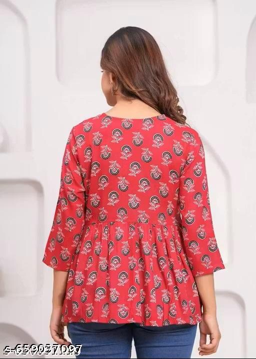 women pink short aliya kurti - Zeyoria