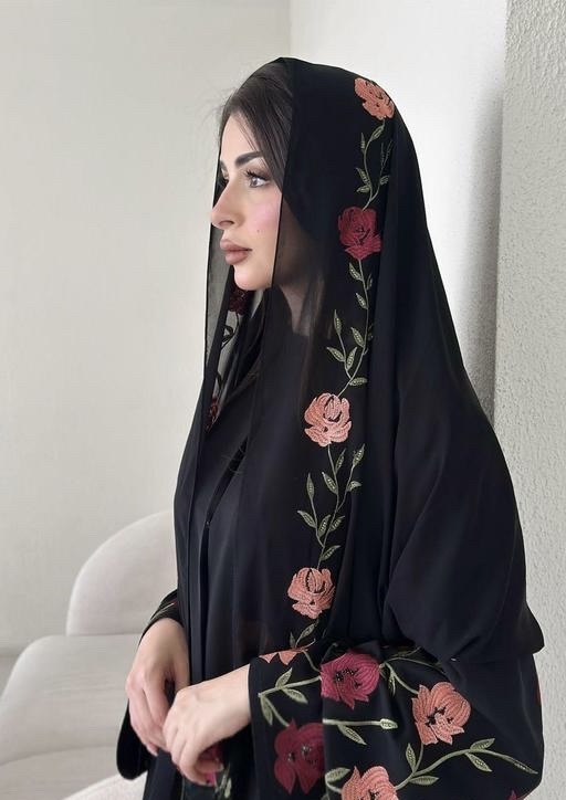 Black fancy sleeve Dubai design abaya Saudi new arrival trending graceful comfy party wear quality round neck burqa naqab abaya hijab farasha embroidery all work burqa abaya burkha abayas - Zeyoria