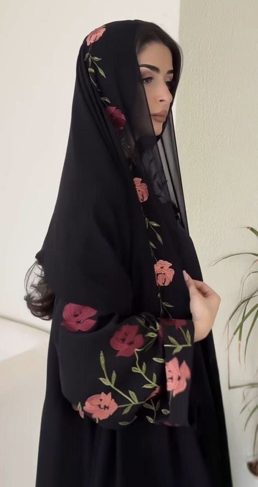 Black fancy sleeve Dubai design abaya Saudi new arrival trending graceful comfy party wear quality round neck burqa naqab abaya hijab farasha embroidery all work burqa abaya burkha abayas - Zeyoria