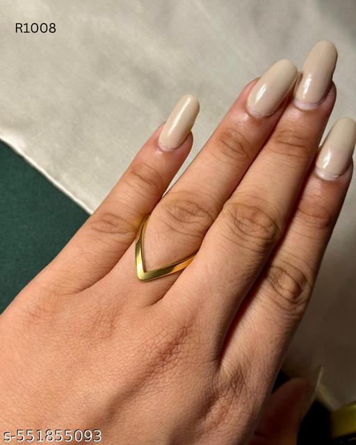 Minimalist V Shape Chevron Gold Ring for Daily & Office Wear | chevron ring for girls | v shape gold ring | simple gold ring women | minimalist ring design | Meesho daily wear ring | gold plated office wear ring | stackable finger ring | anti tarnish - Easylife