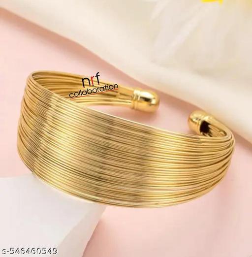 Gold plated anti tarnish Bangle style cuff bracelet four Women and girl - Easylife
