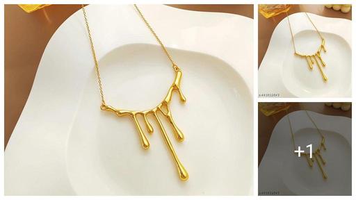 KYLER 18K Gold-Plated Anti Tarnish Gold Plated Stainless Steel Melting Lava Design Pendant Necklace Chain, Neckpiece Jewellery, Gifts for Women and Girls