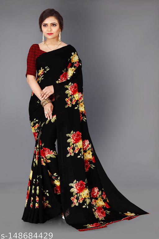 SHAGUN FAB Daily Wear Bollywood Style Floral Printed Saree For Women with Unstitch Blouse Piece - ALL 4 YOU