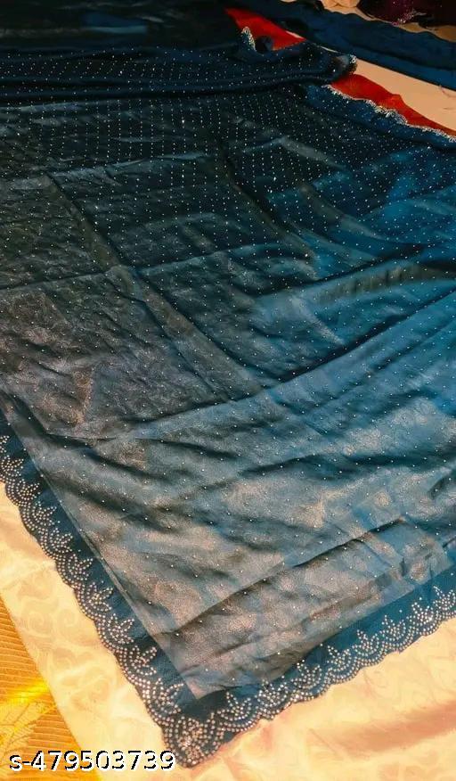 Trending New Satin Silk Saree With Beads And Stone Work Border Lace And Fancy Work Blouse - ALL 4 YOU
