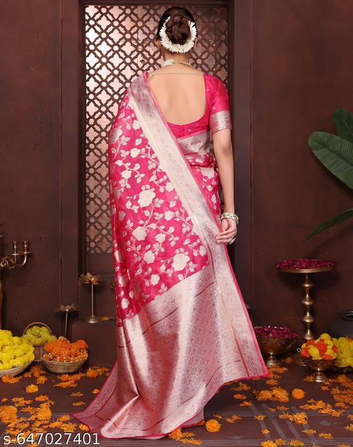 Yashika Elegant Banarasi Silk Fabric Saree Featuring Intricate Brocade Work and Rich Handcrafted Traditional Patterns - ALL 4 YOU