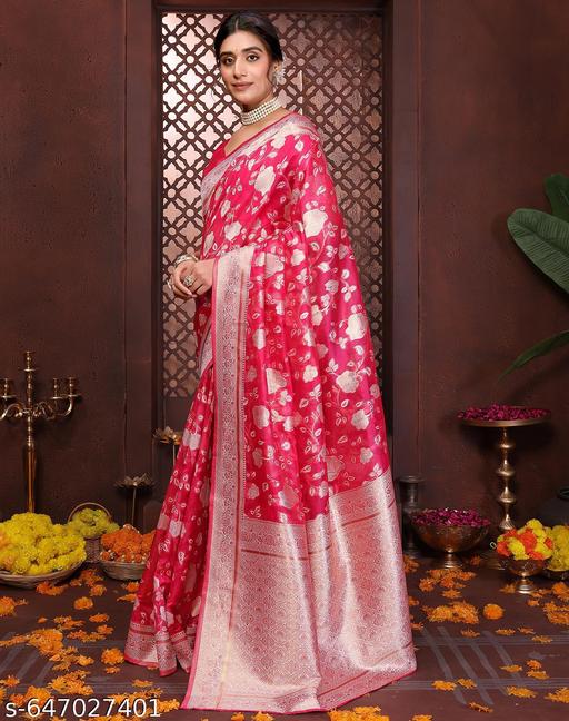 Yashika Elegant Banarasi Silk Fabric Saree Featuring Intricate Brocade Work and Rich Handcrafted Traditional Patterns - ALL 4 YOU