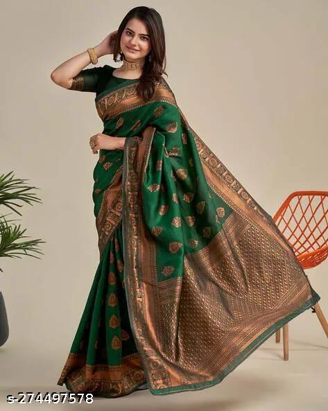 Tradional Partyware Banarasi Silk Saree With Blause - ALL 4 YOU