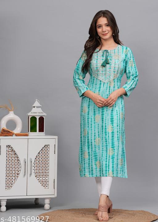 Sehrish Store Aqua  Printed Embroidered Kurti Kurta Girls Womens - ALL 4 YOU