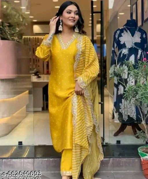 wedding kurta set women heavy kurta set chanderi silk kurti set - ALL 4 YOU