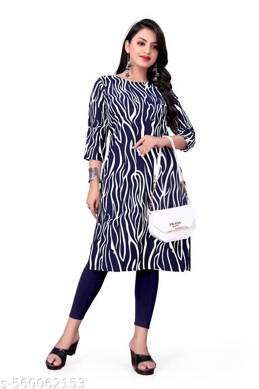 SIYARAM CREATION Women's Crepe Printed Straight Kurta - ALL 4 YOU