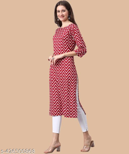 Premium Stylish Women's Crepe Digital Printed Straight Kurti  - ALL 4 YOU