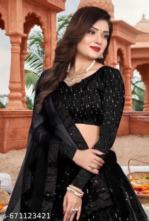 black  net woman lehenga choli - ALL 4 YOU