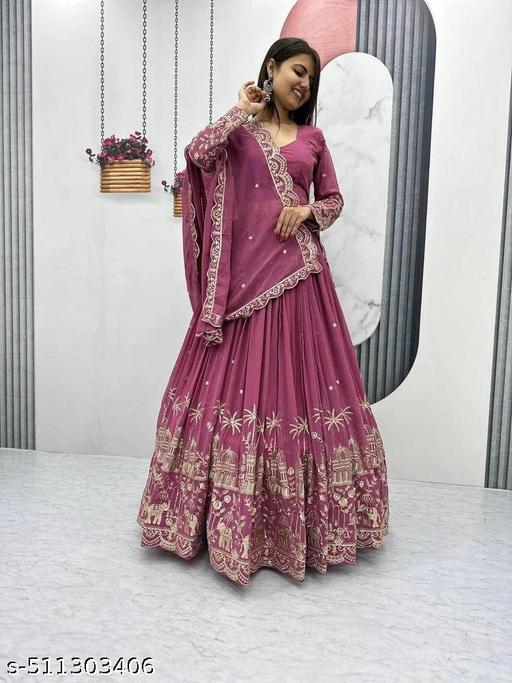 Women's Collection Dolla Silk Lehenga Choli Patola Print with Foil Work With Unstitched Blouse - ALL 4 YOU