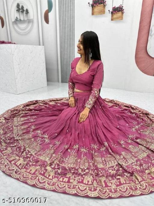 Women's Collection Dolla Silk Lehenga Choli Patola Print with Foil Work With Unstitched Blouse - ALL 4 YOU