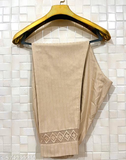 Trouser for women lace work and cotton trending golden Badala  - ALL 4 YOU