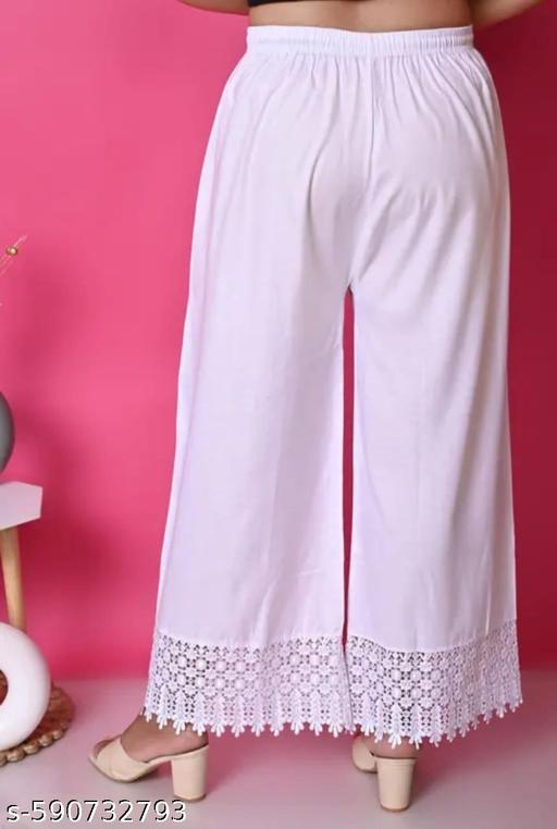 White Raqyin Palazzos For Gril Pack Of 1 - ALL 4 YOU