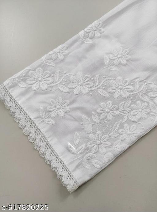 Premium cotton chikankari lucknowi embroidery pant plazzo with lace work for women white - ALL 4 YOU