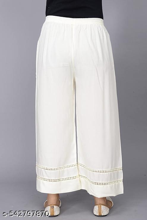 Women's white lace plazo pants| Double Lace white plazo trouser |Elegant Ethnic Wear for Parties |Trending lace work plazo for girls - ALL 4 YOU