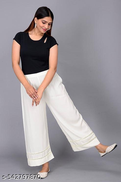 Women's white lace plazo pants| Double Lace white plazo trouser |Elegant Ethnic Wear for Parties |Trending lace work plazo for girls - ALL 4 YOU