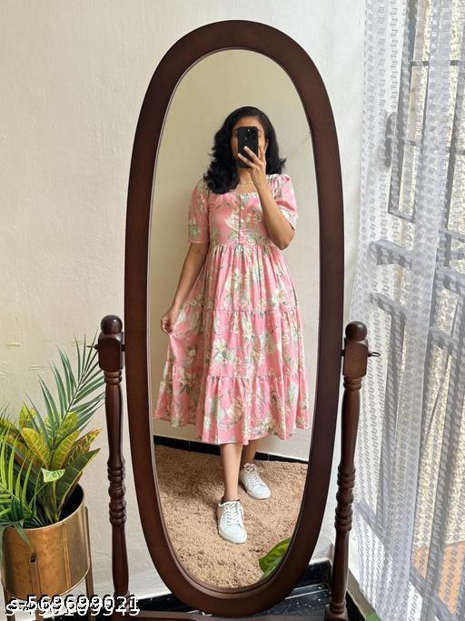Women & Girls Printed Fit and flare Gown - ALL 4 YOU