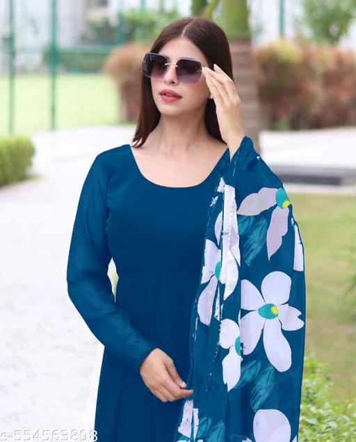 Fancy Designer Womens Gown With Dupatta for Women and Girls (Pack of 1) - ALL 4 YOU