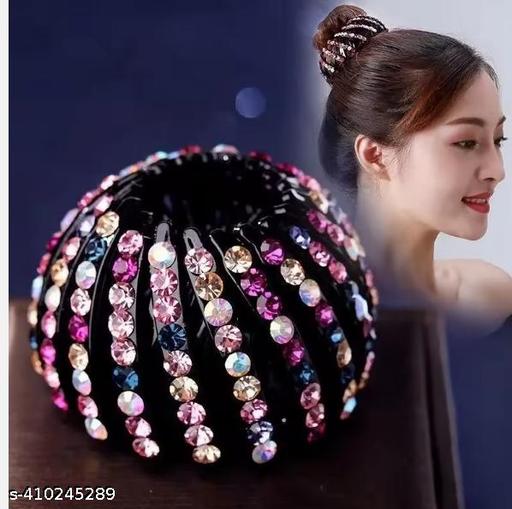 Revivo VIRTUAL SHOPPERS Women Bird Nest Hair Clips Holder Plastic Ponytail Holder Bun Clip Bun Maker Bird Nest Shaped Hair Clips(Multicolor) ( PACK OF 1PC - REVIVO