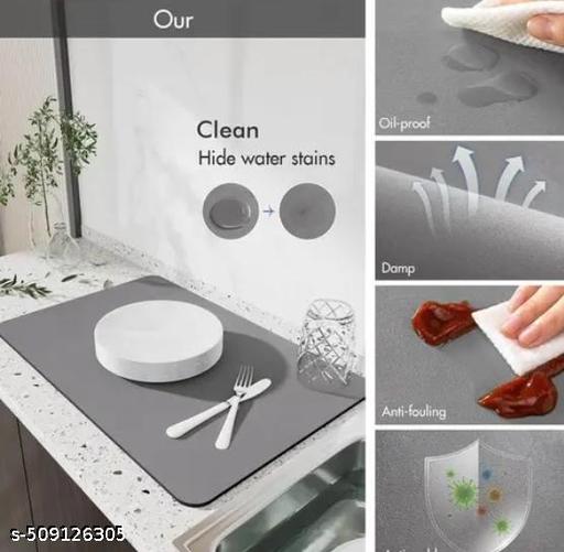 Revivo Place mat | 40x60 Cms Water Absorbent Drying Mat for Kitchen Utensil | Kitchen Dish Drying Mat for Kitchen Medium Size | Kitchen Essential Mat for Home - REVIVO