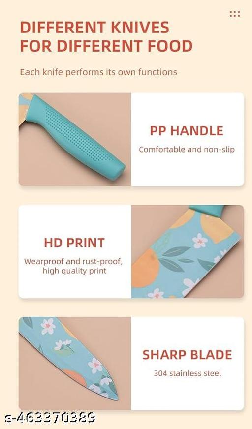 Revivo Knife Set for Kitchen  Professional Stainless Steel Set of 3 Kitchen Knife, Meat Knife, Chef's Knife with Non-Slip Handle Sharpening for Home Kitchen and Restaurt-BLUE - REVIVO