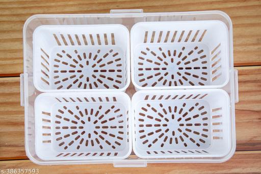 Revivo Pack of 1 Fridge Organizer with Removable Drain Plate Tray Keeps Fruits, Vegetables, Meat, Fish Fresh Longer 1500 ML - REVIVO