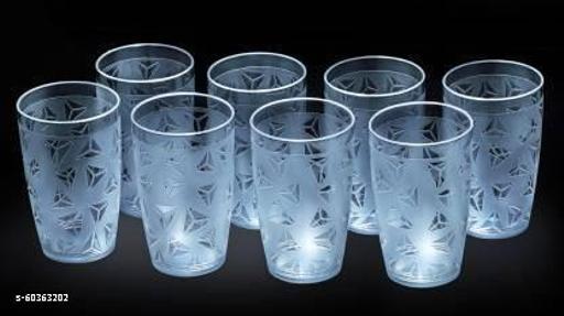 Revivo Royal unbrekable prisam designed drinking glasses set / Transparent / White color / pack of 16 glasses - REVIVO