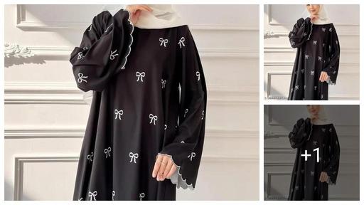 FANCY TRENDY DUBAI BOW EMBROIDERED BURKHA ABAYA WITH HIJAB DUPATTA BURQA ABAYA SET JILBAB SET FOR WOMENS & COLLEGE GIRLS