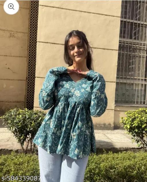 Women Trendy v-neck peplum top - ALL 4 YOU