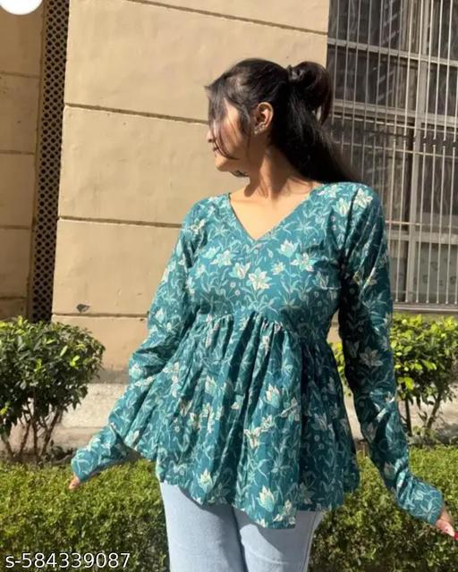 Women Trendy v-neck peplum top - ALL 4 YOU