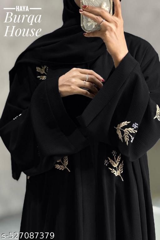 TRENDY DUBAI HIGHNECK ALLWORK EMBROIDERED ABAYA BURQA WITH STYLISH HIJAB BURKHA ABAYA SET JILBAB SET FOR WOMENS & COLLEGE GIRLS - Zeyoria