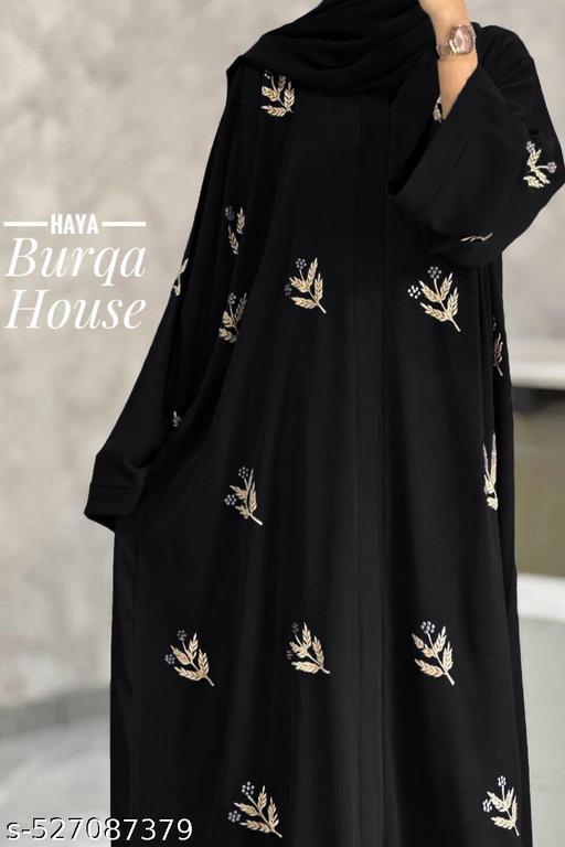 TRENDY DUBAI HIGHNECK ALLWORK EMBROIDERED ABAYA BURQA WITH STYLISH HIJAB BURKHA ABAYA SET JILBAB SET FOR WOMENS & COLLEGE GIRLS - Zeyoria
