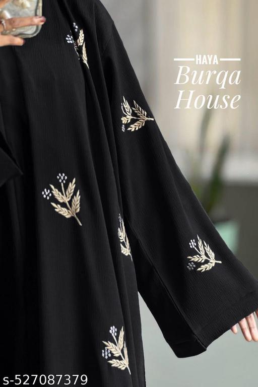 TRENDY DUBAI HIGHNECK ALLWORK EMBROIDERED ABAYA BURQA WITH STYLISH HIJAB BURKHA ABAYA SET JILBAB SET FOR WOMENS & COLLEGE GIRLS - Zeyoria