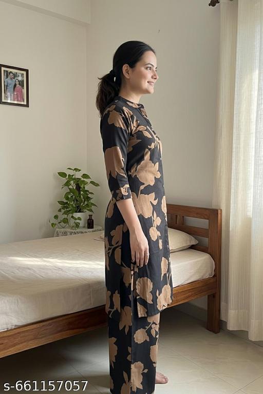 Women's Printed Crepe Co-ord Set | Stylish Top & Bottom Set for Women | Trendy Two Piece Set | Daily Wear & Office Wear Crepe Coord Set - Zeyoria