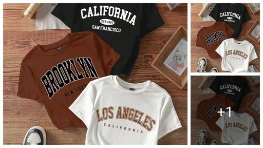 Women Printed, Typography Round Neck Cotton Blend Blue T-Shirt Pack Of 3 Combo 