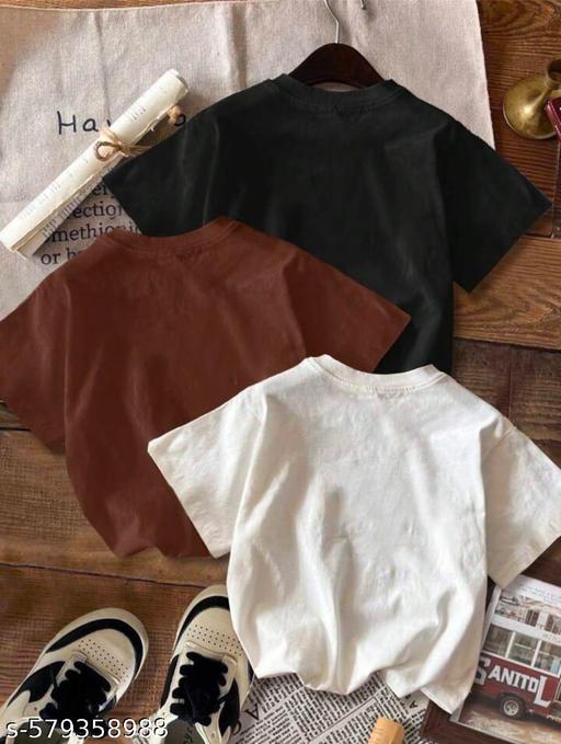 Women Printed, Typography Round Neck Cotton Blend Blue T-Shirt Pack Of 3 Combo  - Zeyoria