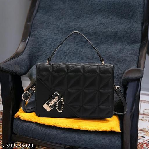 Classy PU Leather Black Sling Bag For Girls And Women | Stylish New Sling Bag | HandBag For Women | Cross Body bag For Women | Women's Bag | Gift Item For Women - Easylife