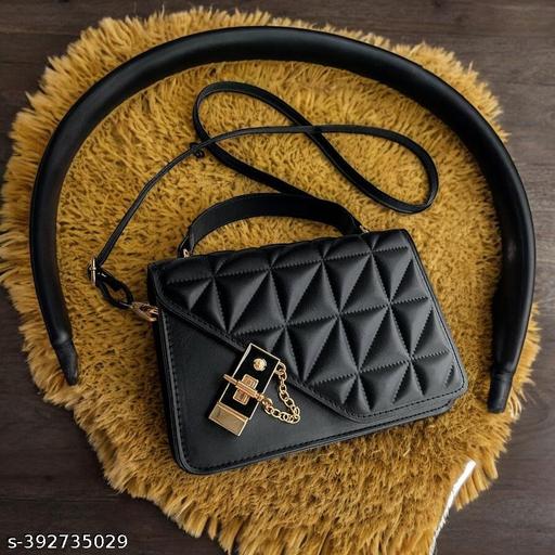 Classy PU Leather Black Sling Bag For Girls And Women | Stylish New Sling Bag | HandBag For Women | Cross Body bag For Women | Women's Bag | Gift Item For Women - Easylife