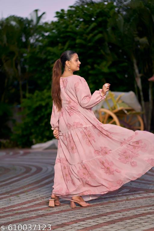 Elegant Floral Printed Button-Down Abaya Dress||front open abaya - Zeyoria